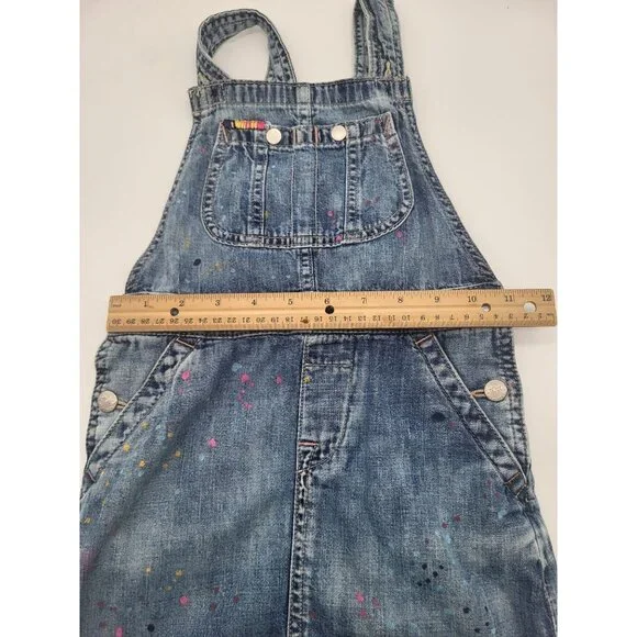 Polo Ralph Lauren Girls Denim Paint Splash Overall Dress SZ 5 - Picture 5 of 9